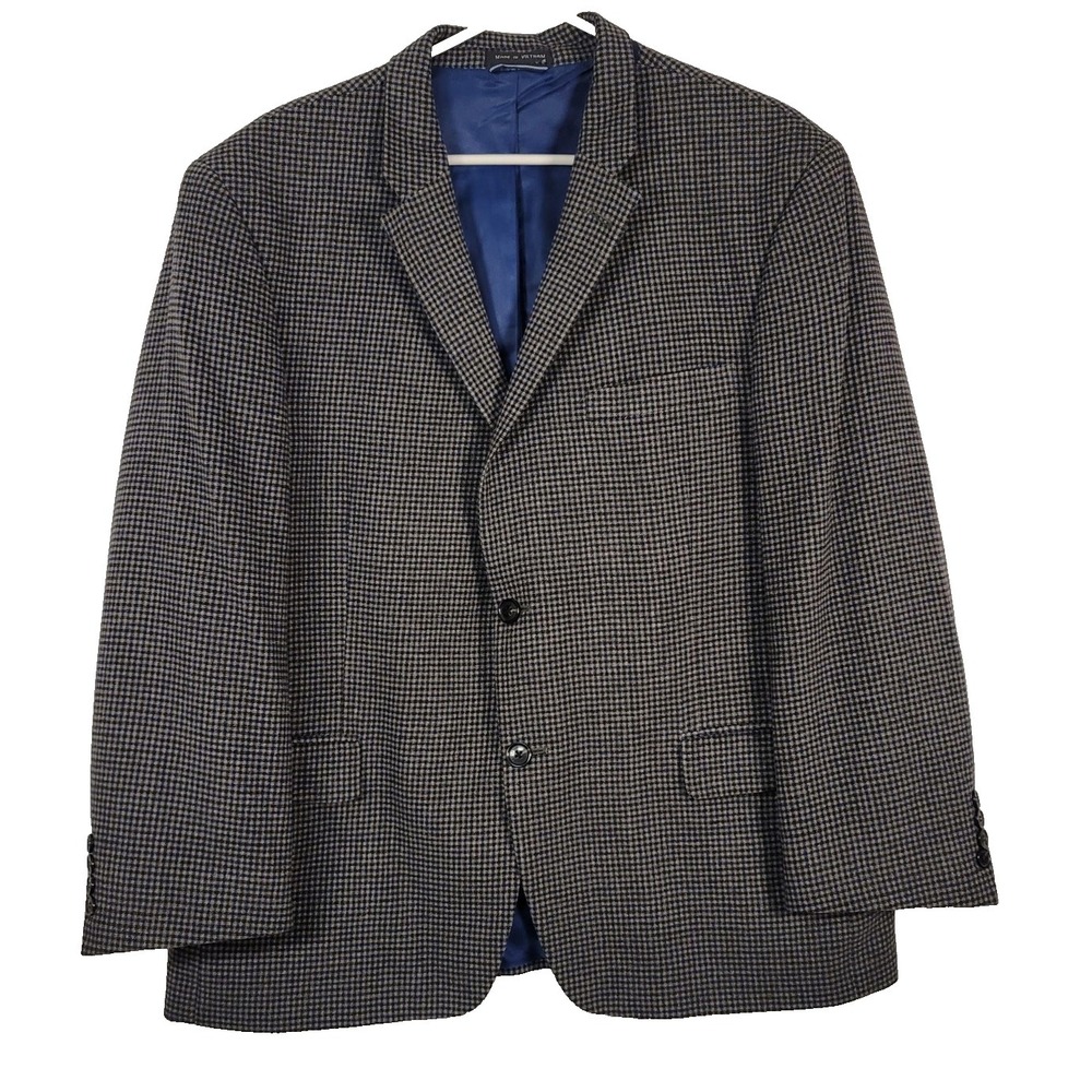 Tommy Hilfiger Blazer Mens 44S Gray Wool Blend Houndstooth‎ Sport Coat Jacket